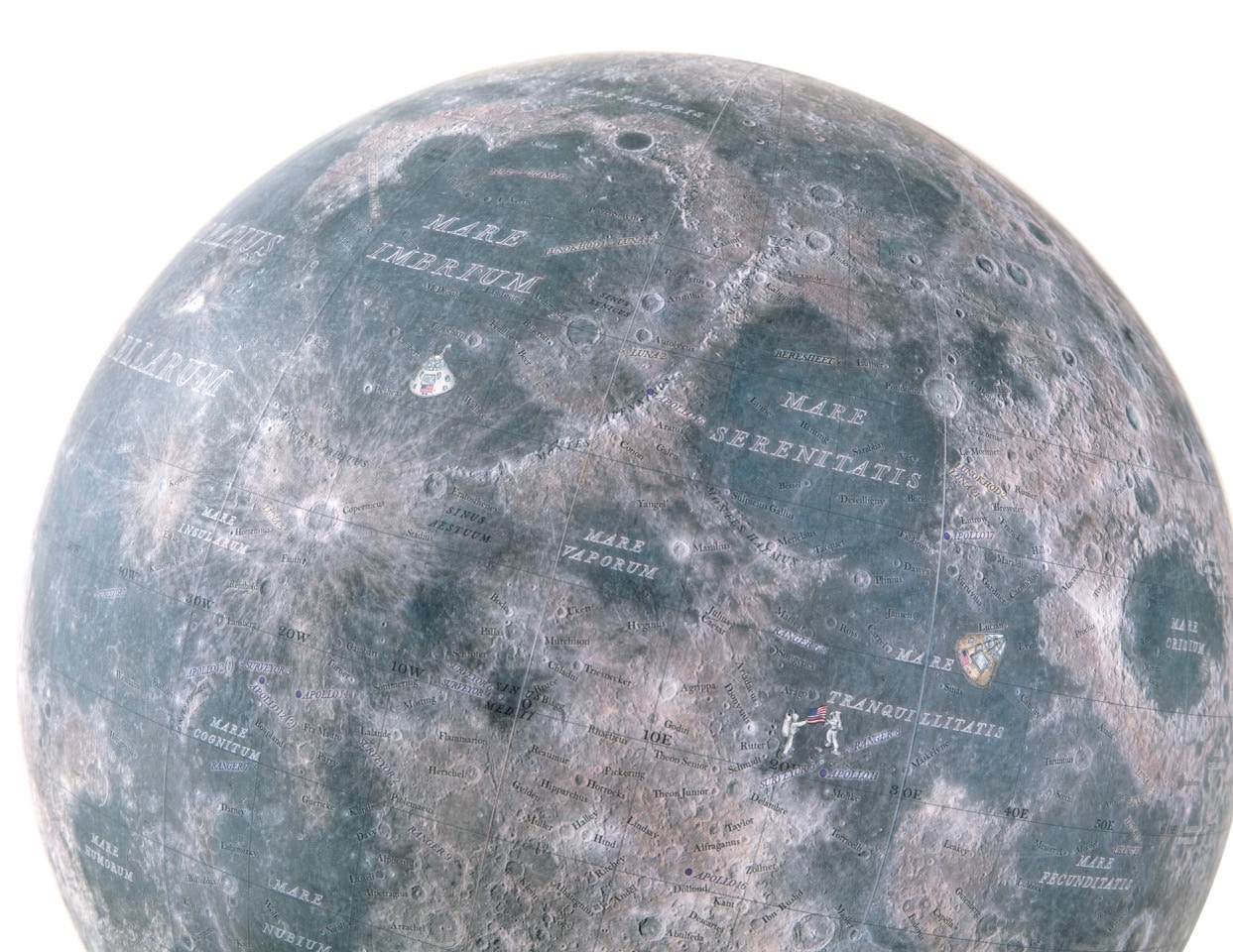 22cm Example New Moon Colour | Dust and Zinc + Lunar Livingstone - Globemakers